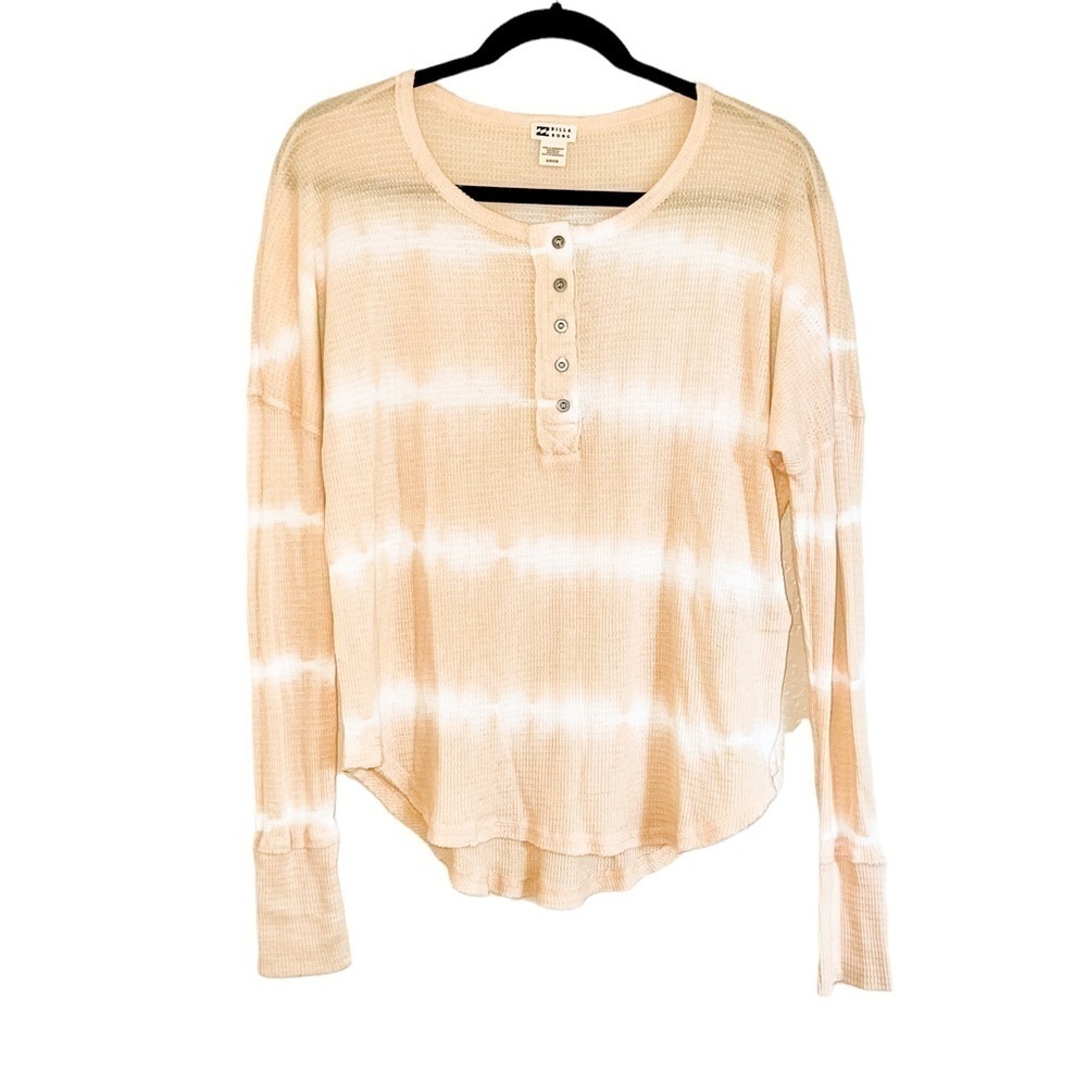 𝅺NEW Billabong Any Day Thermal Long Sleeve Henley T-Shirt Yellow & White - Picture 3 of 3